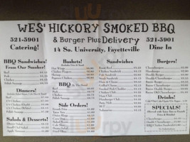 Wes's Barbeque menu