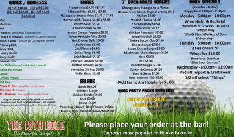 19th Hole menu