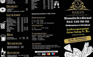 Baran Restaurant Takeaway menu