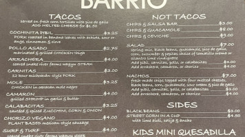 Barrio menu