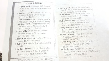 Dos Mundos Spud Shack menu