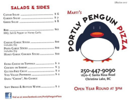 Portly Penguin Pizza menu