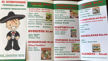 El Aventurero Taqueria And Deli menu