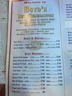 Boyd's New Generation Restaurant menu