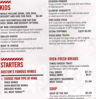 Boston Pizza East Gwillimbury menu