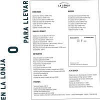 Vermutería La Lonja Del Vino menu