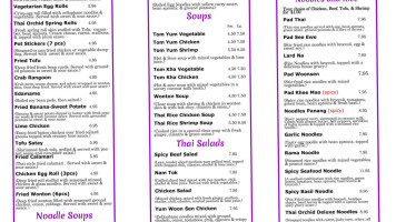 Thai Orchid menu