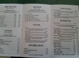 Tony's Burrito Hut menu