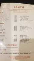 Shogun Hibachi menu