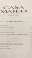 Casa Mateo menu