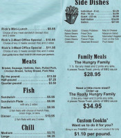 Rick's Smokehouse Barbecue menu