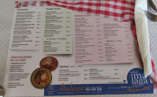 Atalaya menu