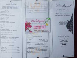 Thai Legend menu