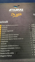 Atxarre Taberna Kafetegia menu