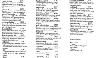 Warehouse Deli menu