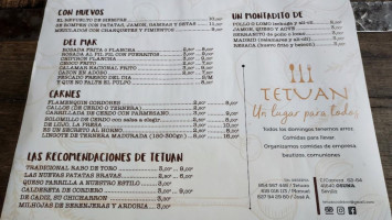 Cafeteria Tetuan menu