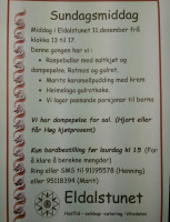 Eldalstunet menu