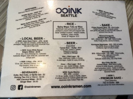 Ooink menu