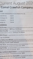 Comal Crawfish Company menu