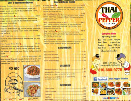 Thai Pepper Cuisine menu