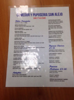 San Alejo menu