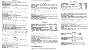 Thai Best Cuisine menu