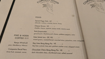 Common Good Cocktail House menu