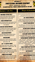 Twisted Rail Brewing menu