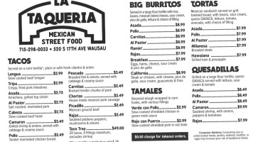 La Taqueria menu