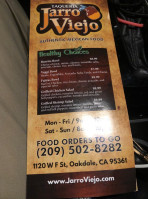 Jarro Viejo menu