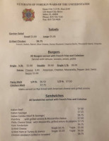 Stone City Vfw Post 2199 menu