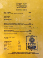 Retzlaff Vineyards menu