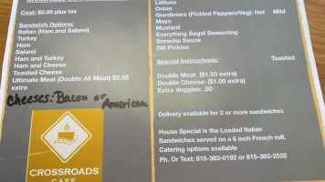 Crossroads Cafe menu