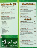 Soi 3 Thai Noodle Shop menu