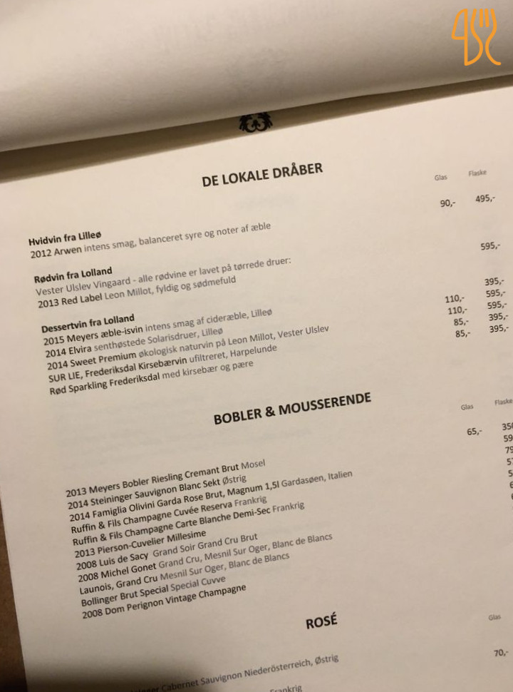 Saxkjøbing Menu