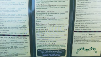 Milano's Pizza menu