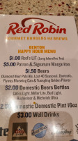 Red Robin Gourmet Burgers And Brews menu