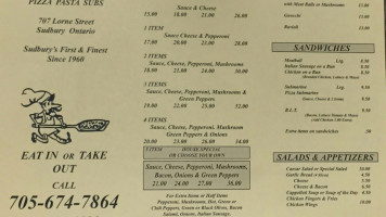 Dons Pizza Sudbury menu