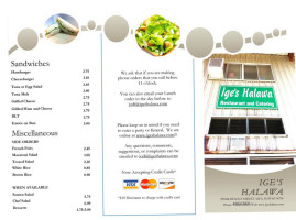 Ige's Halawa/klc Catering menu