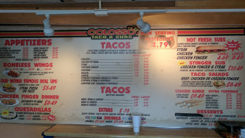 Colosso Taco Subs menu