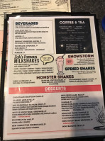 Zaks Diner menu