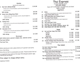 THAI EXPRESS menu