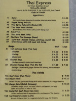 THAI EXPRESS menu