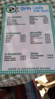 Şirin Cafe menu