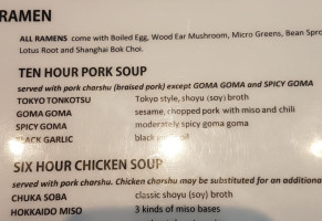 Tokiwa Ramen menu