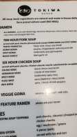 Tokiwa Ramen menu