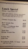 Cornerstone Sushi Ya menu