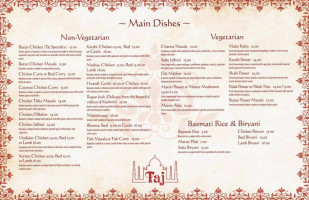 Taj Mahal menu