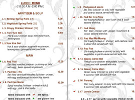 Talay Thai menu