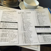 Asian Hot Pot menu